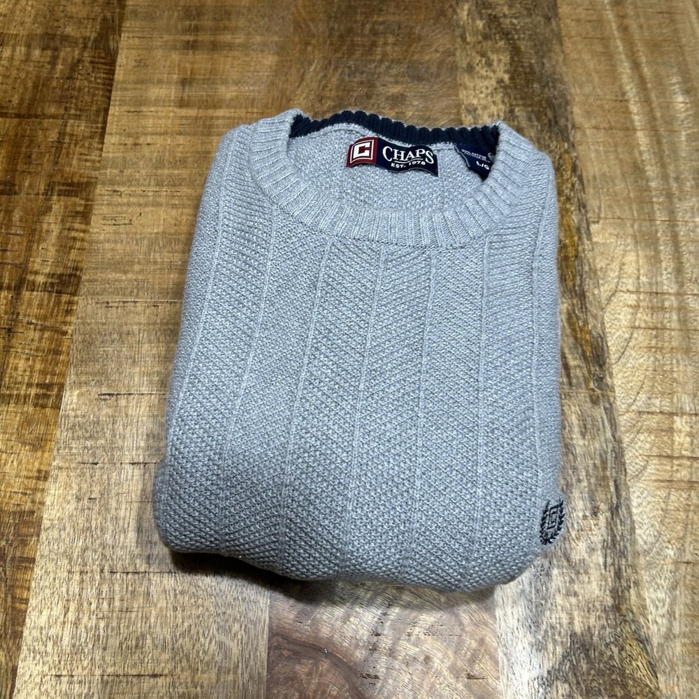 Chaps Gray Cable Knit Sweater Men's Large